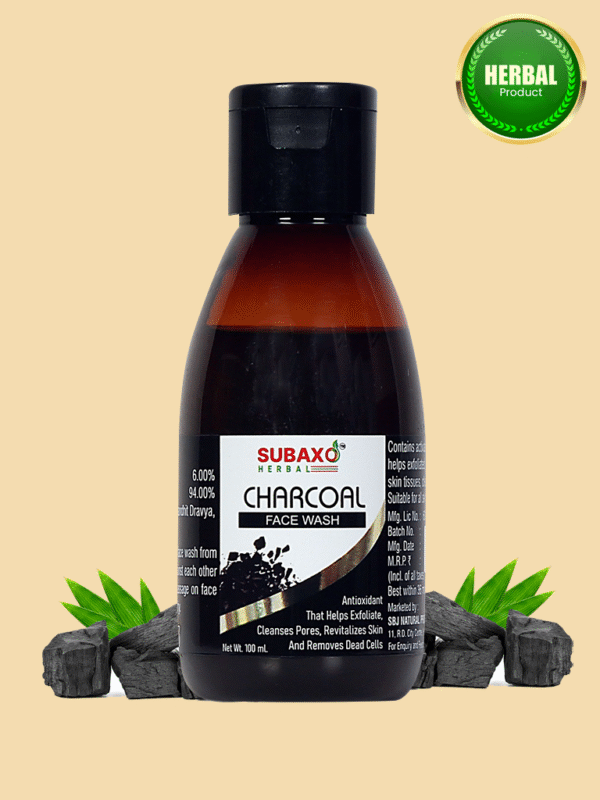 SUBAXO Charcoal Herbal Face Wash | Clean Pores & Removes Dead Cells (100ml)