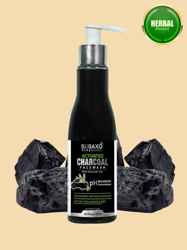 Subaxo Herbal Activated Charcoal Face Wash | Removes Dirt & Impurities | Skin Brightening | Herbal Face Wash for Women & Men (200ml)