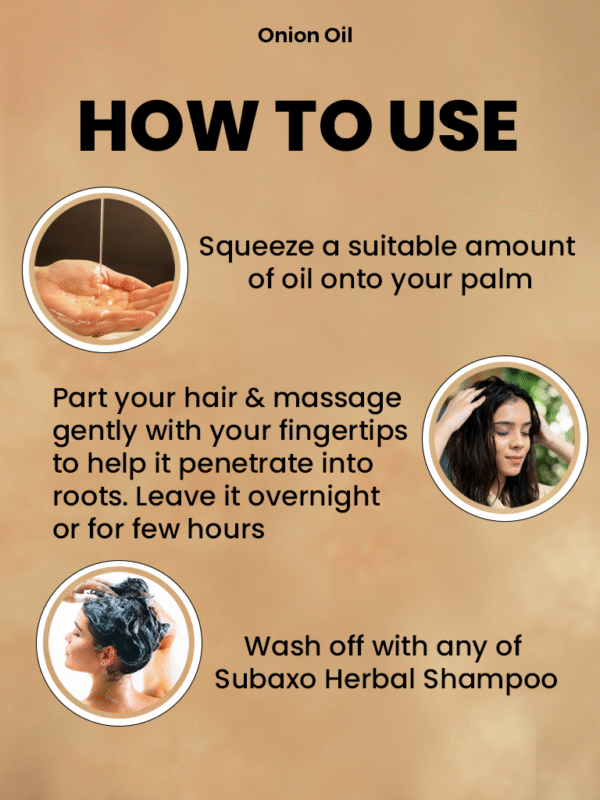 SUBAXO Red Onion Hair Oil  | Herbal Hair Oil For Women & Men (200ml) - Image 4