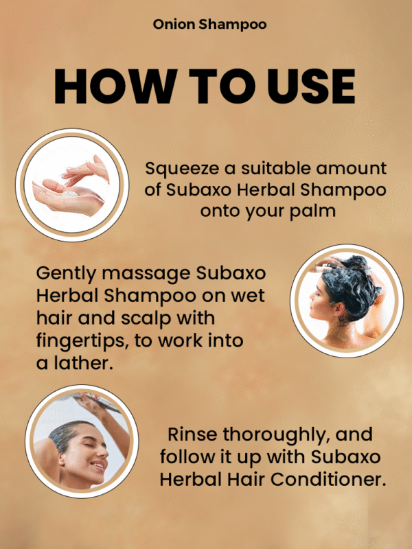 Subaxo Herbal Red Onion Hair Wash- Onion Shampoo | Makes Hair Silkier & Stronger | Herbal Shampoo for Women & Men (200ml) - Image 4