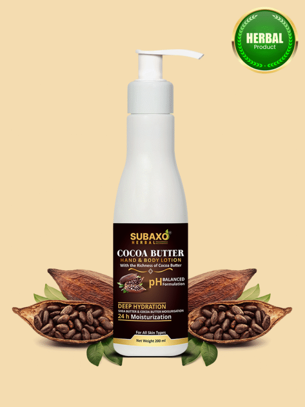 Subaxo Herbal Cocoa Butter Hand & Body Lotion | Deep Hydration | Moisturizer | for Women & Men (200ml)