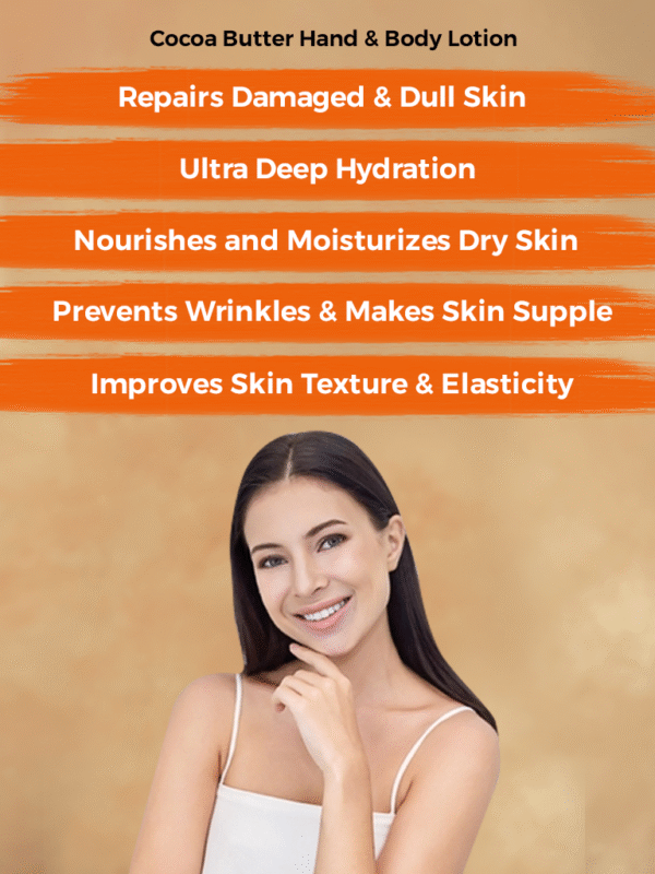 Subaxo Herbal Cocoa Butter Hand & Body Lotion | Deep Hydration | Moisturizer | for Women & Men (200ml) - Image 2