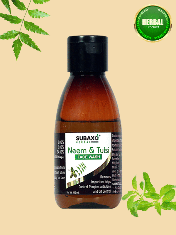 SUBAXO Neem & Tulsi Herbal Face Wash | Remove Impurities | Control Pimples & Acne (100ml)