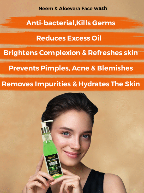Subaxo Herbs Neem & Aloevera Face Wash | Anti Pimples & Acne | Removes Impurities | Anti Pollution Herbal Face Wash | Neem Face Wash For Women & Men | All Skin Types -200ml - Image 2
