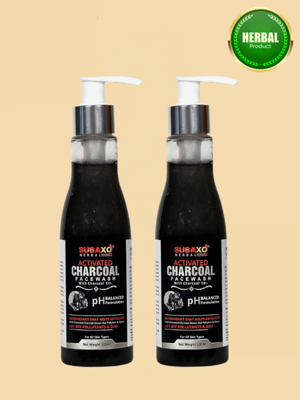 SUBAXO Activated Charcoal Anti-Pollution Face Wash | Removes Dirt & Impurities,Skin Brightening Face Wash (200ml x 2, Pack of 2)