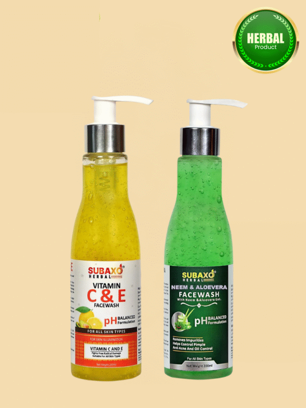 Subaxo Neem Aloe vera Face Wash (200 ml) and Vitamin C&E Face Wash(200 ml) Combo
