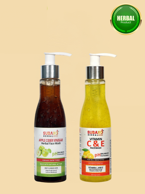 Subaxo Apple Cider Vinegar Face Wash(200 ml) and Vitamin C&E Face Wash(200 ml) Combo