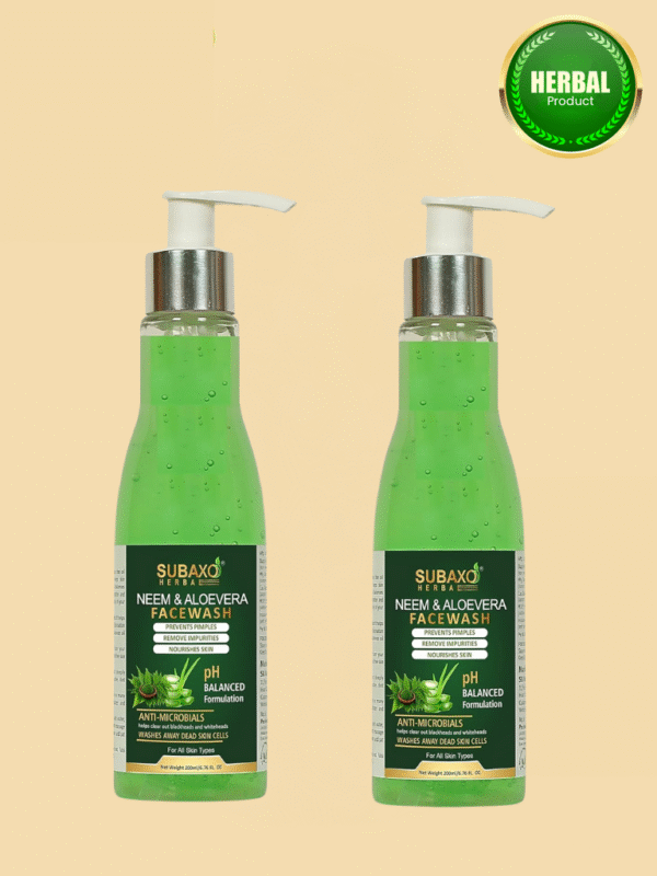 Subaxo Neem Aloe vera Face Wash For Skin Brightening | Neem Face Wash | Reduces Acne & Pimples, Dark Spots (200ml x 2, Pack Of 2)