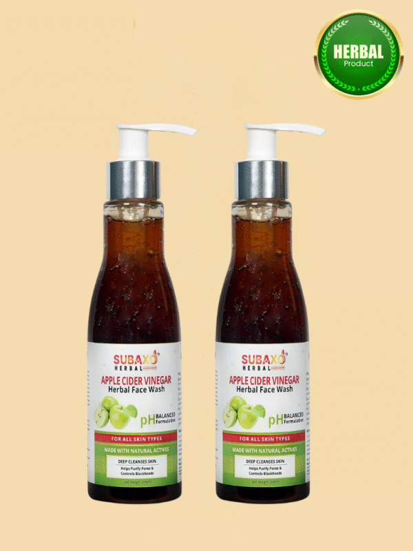 Subaxo Apple Cider Vinegar Face Wash | Deep Cleansing | Glowing Skin | Oil Control | Facewash (200ml x 2, Pack of 2)