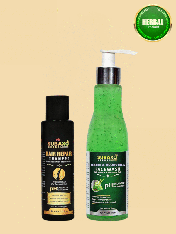 Subaxo Neem & Aloe vera Face Wash(200 ml) and Herbal Hair Repair Shampoo(120 ml) Combo