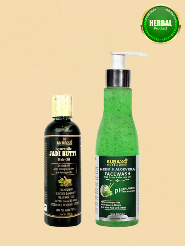 Subaxo Neem & Aloe vera Face Wash(200 ml) and Herbal Hair Oil (100 ml) Combo