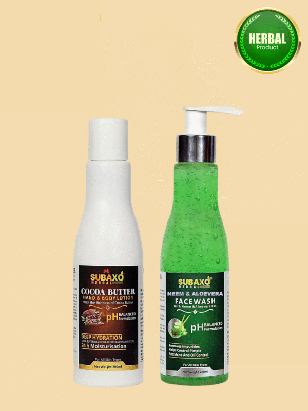 Subaxo Cocoa Butter hand and body lotion(200ml) And Neem And Aloevera Facewash (200ml) Combo