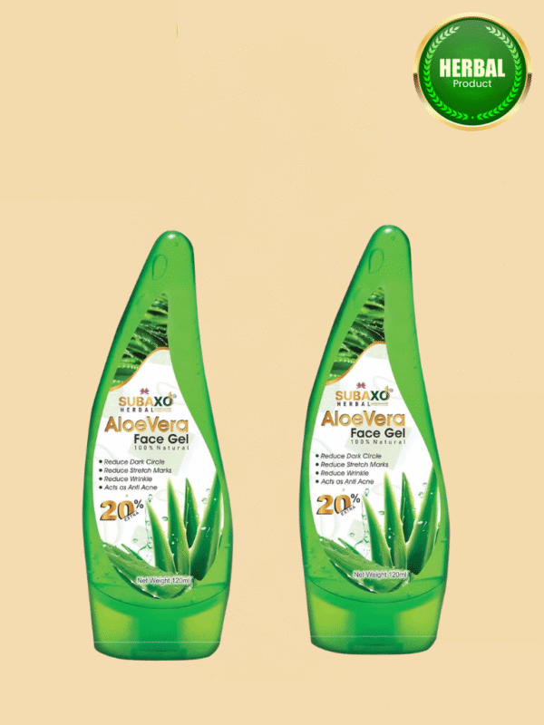 Subaxo Aloe Vera Herbal Face Gel |Reduce Dark Circle & Act As Anti Acne (120ml x 2, Pack of 2)