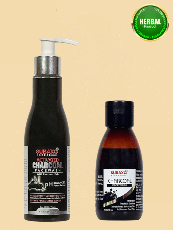 SUBAXO Charcoal Herbal Face Wash(100 ml) and Activated Charcoal Face Wash(200 ml) Combo