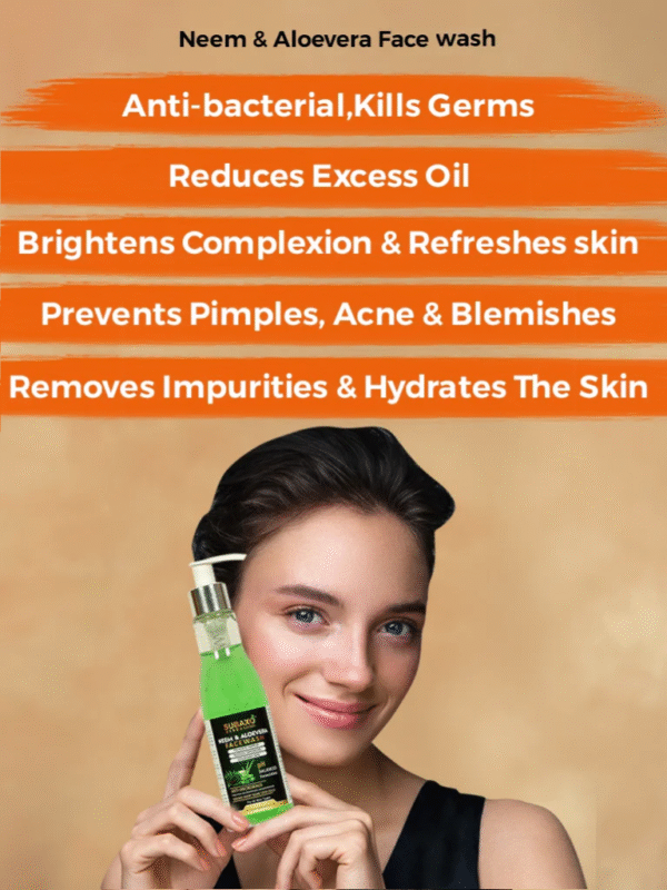 SUBAXO Neem & Aloe vera Face Wash(200 ml) and Red Onion Herbal Hair Wash (200 ml) Combo - Image 2