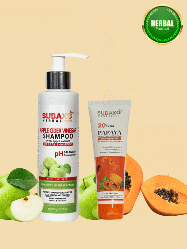 Subaxo Apple Cider Vinegar Shampoo(200 ml) and Orange Herbal Face Wash(120 ml) Combo