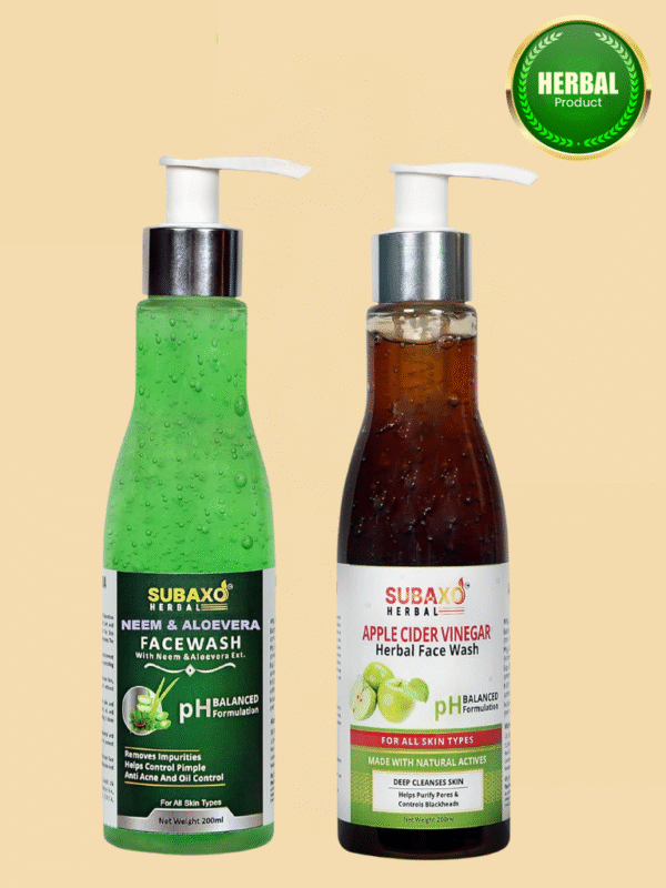 Subaxo Apple Cider Vinegar Face Wash(200ml) And Neem AloeVera Face Wash (200ml) Combo