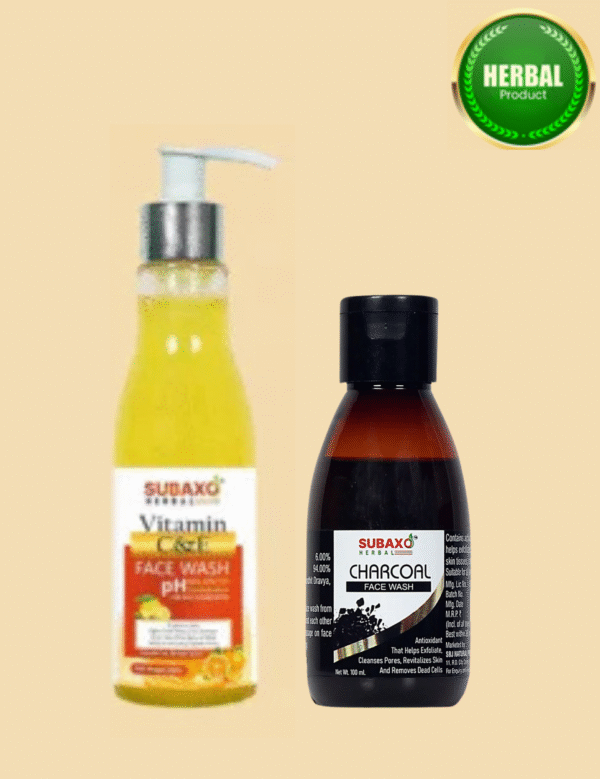 Subaxo Vitamin C & E Herbal Face Wash(200 ml) and Charcoal Face Wash(100 ml) Combo