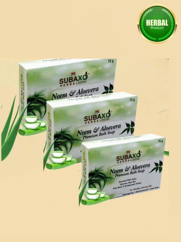 Subaxo Herbal Neem & Aloevera Premium Bath Soap | Pack of 3 | Each 75 G (3 x 75 g)
